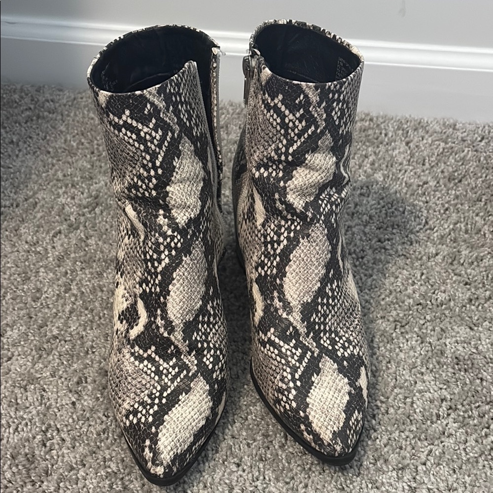 Madden Girl Snake-Print Pointed Toe Ankle Booties -